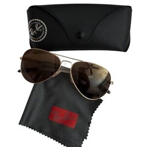 Ray-Ban Gold and Brown Aviator Sunglasses